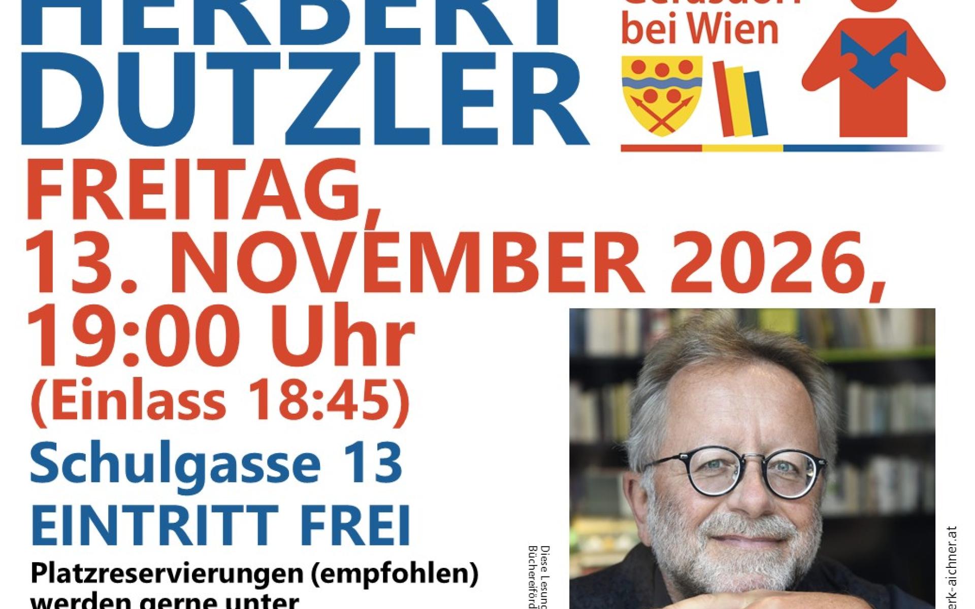 Ankündigung Lesung Herbert Dutzler