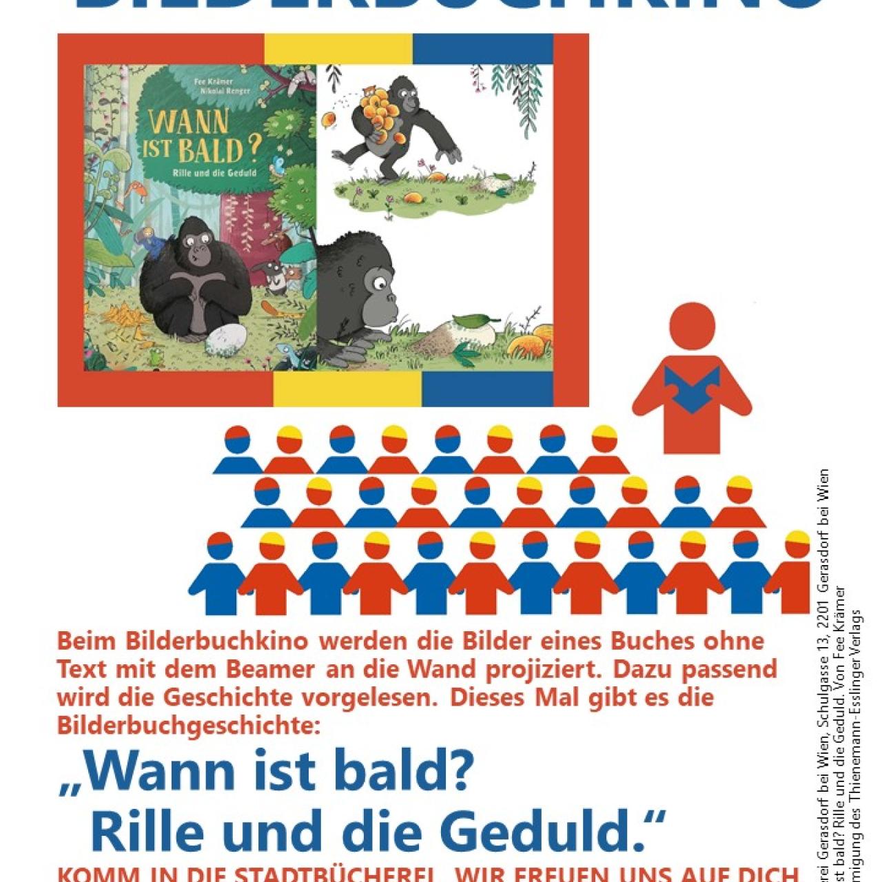 Plakat Ankündigung für ein Bilderbuchkino im Februar