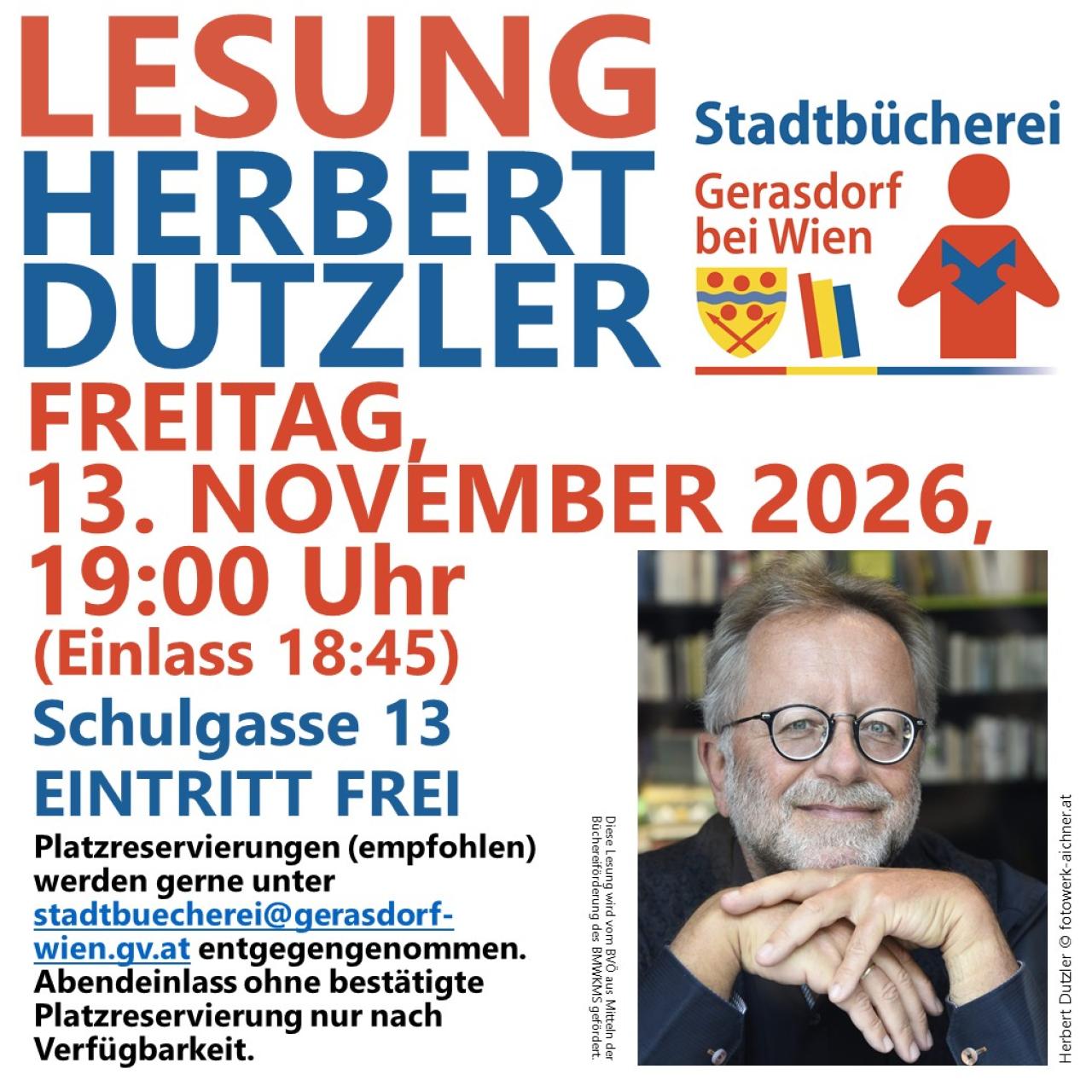Ankündigung Lesung Herbert Dutzler